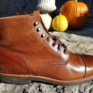 J Crew Kenton Leather Cap Toe Brown Boots